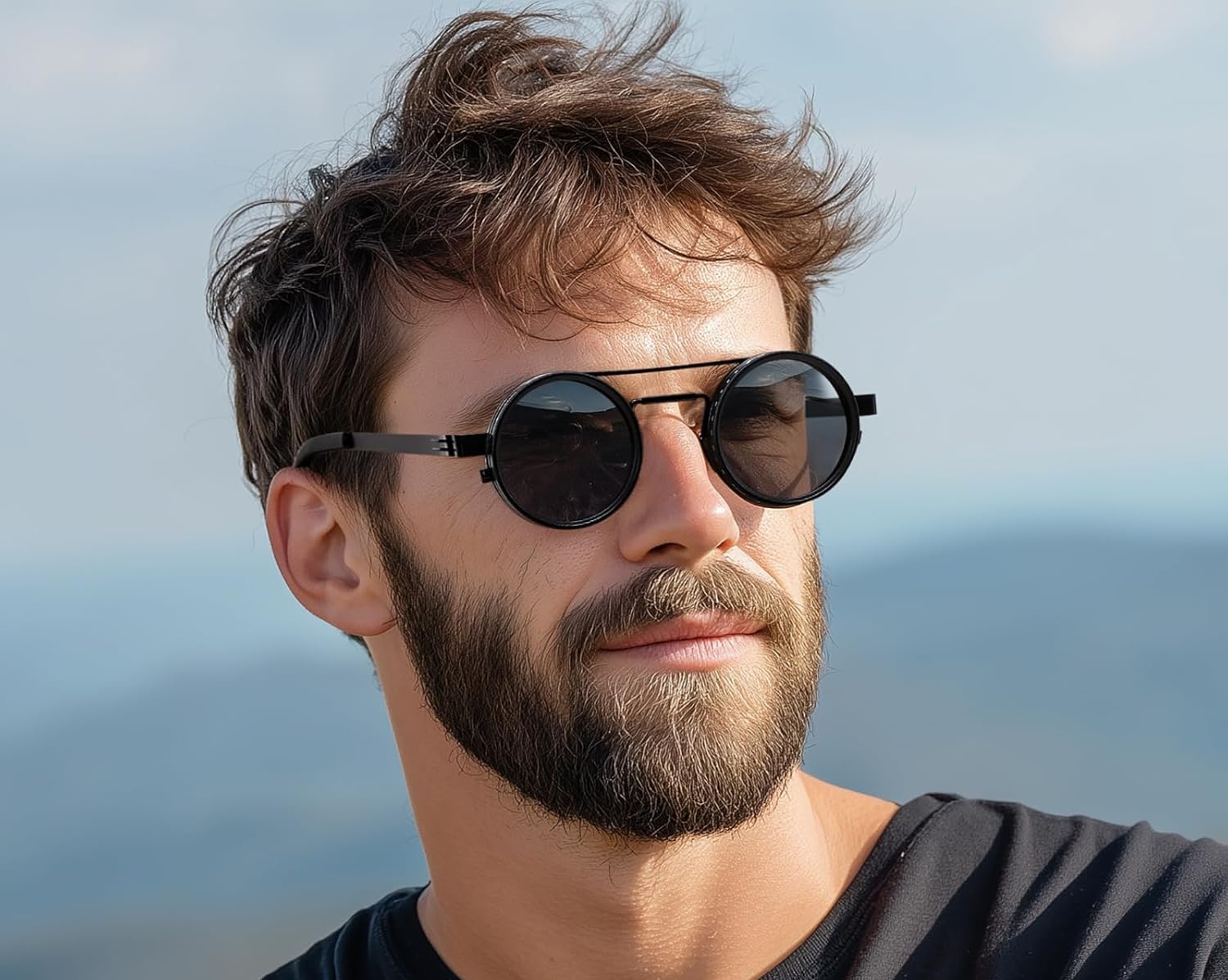 Photochromic sunglasses frame and lens details
